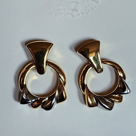 Vintage golden and Silverstone earring - Picture 2 of 3